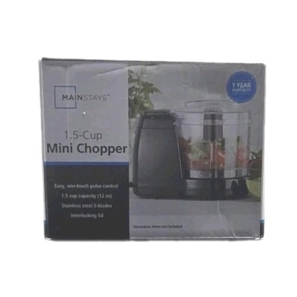OneTouch Other - Mainstays 1.5 Cup, One-Touch Pulse , Mini Food Chopper, Black